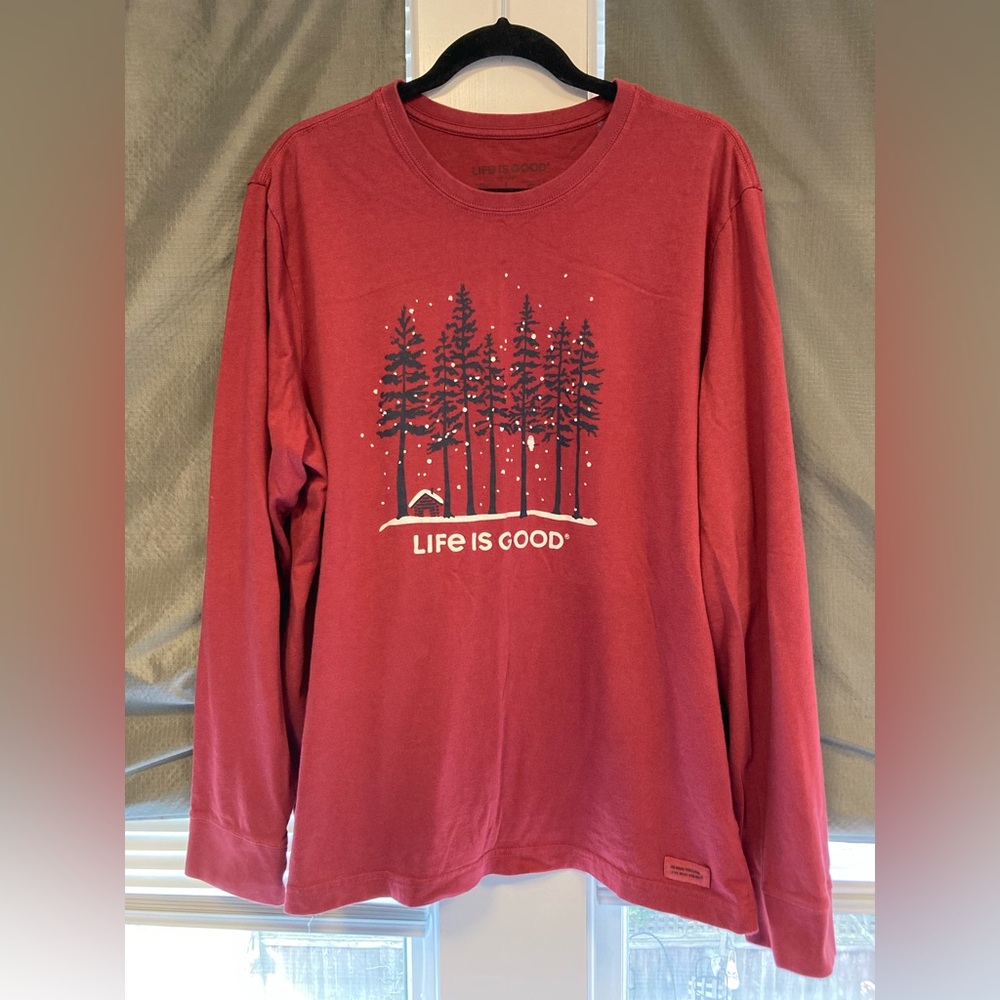 Life Is Good Mens Crusher Burgundy Red Long Sleeve Cotton Shirt, Size Large - Picture 7 of 9